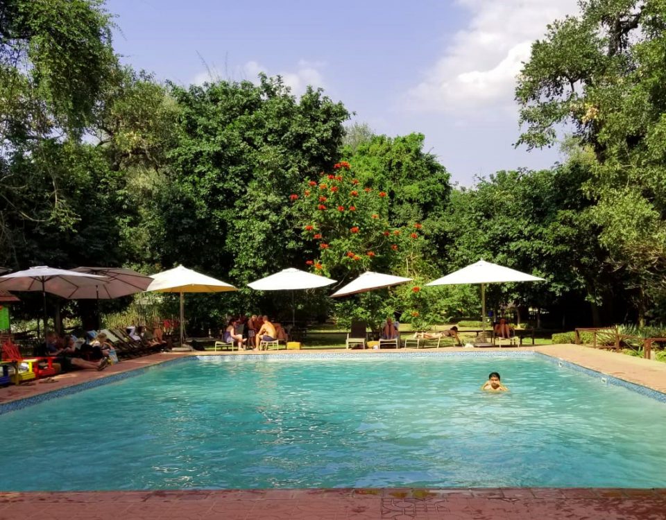 The refreshing pool at Croc Valley Camp